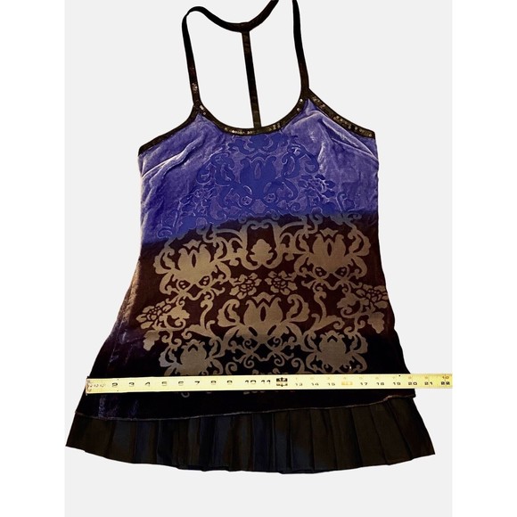 Free People Velvet Purple Ombre Forbidden Ivy FleurDeLis T-Strap Dress Size 4 - Picture 15 of 15